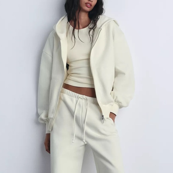 NWT Zara oversized zippered sweatshirt hoodie jacket